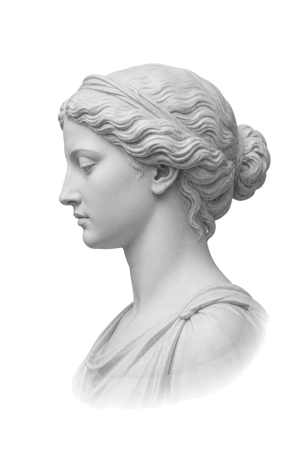 A marble muse in profile